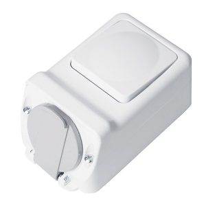 SOCKET+ONE BUTTON ONE WAY SWITCH 16A 250V, IP44