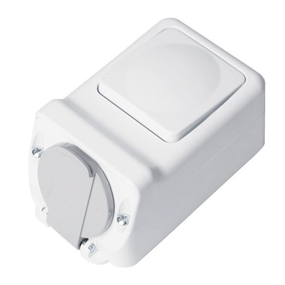 SOCKET+ONE BUTTON ONE WAY SWITCH 16A 250V, IP44