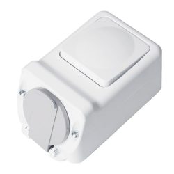 SOCKET+ONE BUTTON TWO WAY SWITCH 16A 250V, IP44