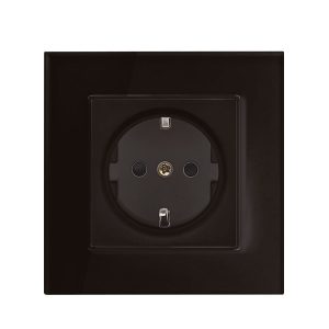 GERMAN TYPE SOCKET 16A GLASS FRAME BLACK+C. BOX