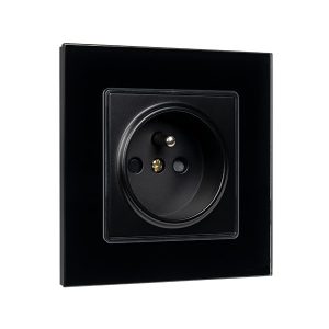 FRENCH TYPE SOCKET 16A GLASS FRAME BLACK