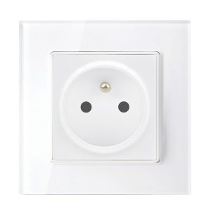 FRENCH TYPE SOCKET 16A GLASS FRAME WHITE+C. BOX