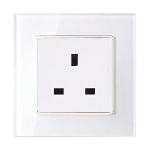 UK TYPE SOCKET 13A GLASS FRAME WHITE