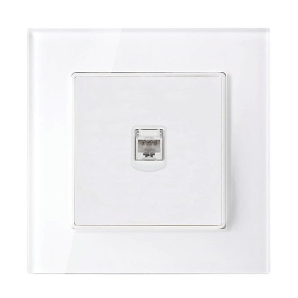 SINGLE LAN SOCKET GLASS FRAME WHITE