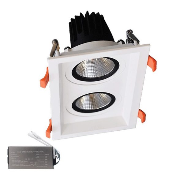 DOUBLE LED SPOT LIGHT 2X15W 230V 3000K WH+EMERGENCY KIT 92DL81F3030/WHE