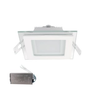 LED PANEL ÜVEG SZÖGLETES 6W 4000K+INVERTERREL