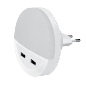 LED ÉJSZAKAI LÁMPA 2xUSB-VEL 0.5W 3000K 99USB2