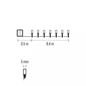 LED karácsonyi fényfüzér, 8,4 m, 3x AA, kültéri és beltéri, meleg fehér ZY2056