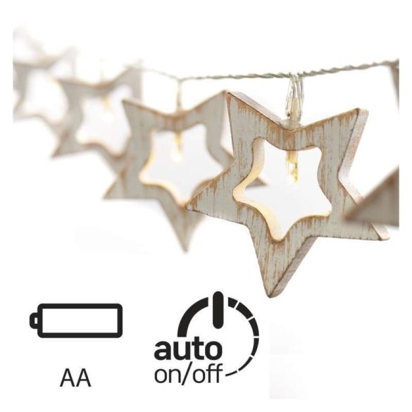 KARÁCSONYI GARLAND FA CSILLAG 10LED 3xAA IDŐZÍTŐ MELEG FEHÉR ZY1968