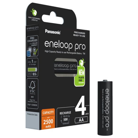 Panasonic ENELOOP PRO NI-Mh akku AA HR6 2500 mAh BL/4 BK-3HCDE