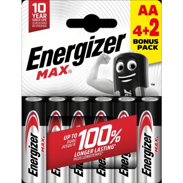 Energizer Max AA ceruza elem (LR6) bl/4+2