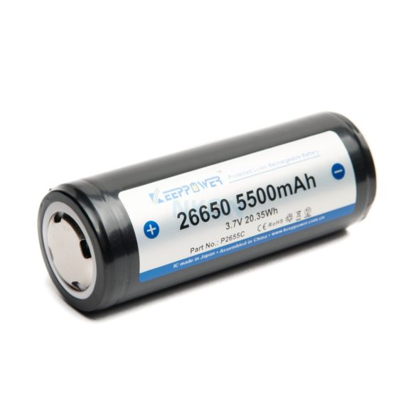 KeepPower 26650 3,7V 5500mAh védett Li-ion akkumulátor 15A