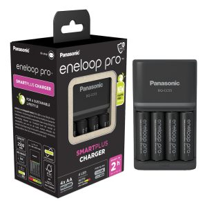 Panasonic Eneloop BQ-CC55E töltő+4db BK-3MCDE 2500mAh AA akku PRO