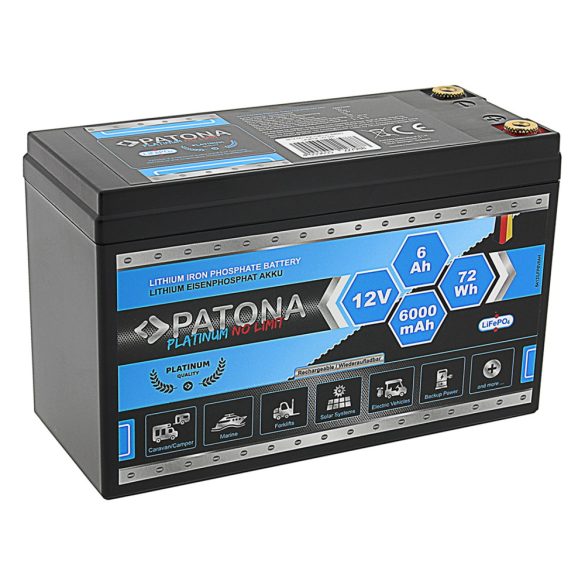 PATONA Platinum LiFePO4 akkumulátor 12V 6Ah 72Wh 6000mAh