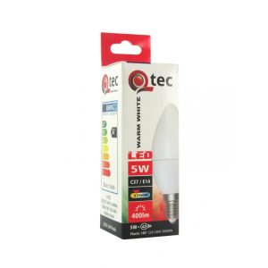 Qtec LED E14 5W C37 GYERTYA  2700K (meleg fehér) 400lm