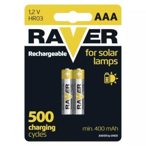 RAVER NiMH HR03 (AAA) SOLAR akkumulátor 400mAh  2db/bl B7414