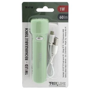 TRIXLINE TR 071M 1W LED tölthető lámpa- zöld