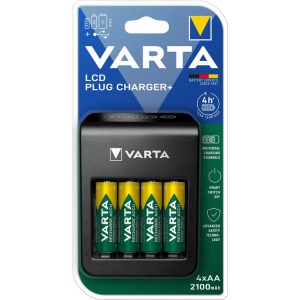 Varta LCD Plug Charger+ Töltő +4× AA 56706 2100 mAh